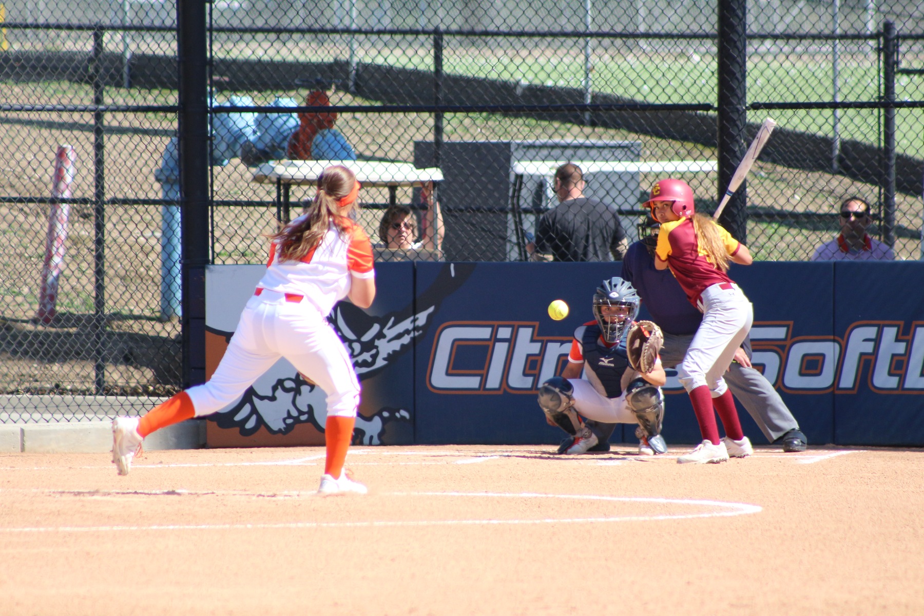 Giavanna Muenz delivers from the mound en route to a 1 hit shoutout yesterday.