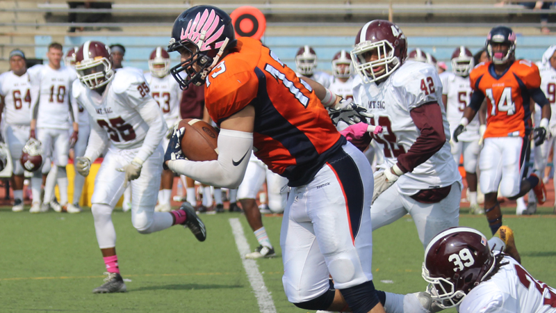 Sophomore tight end Christian Beltran caught four passes for 50 yards and a touchdown in Saturday's loss to Chaffey. Photo By: Marisa Dyson