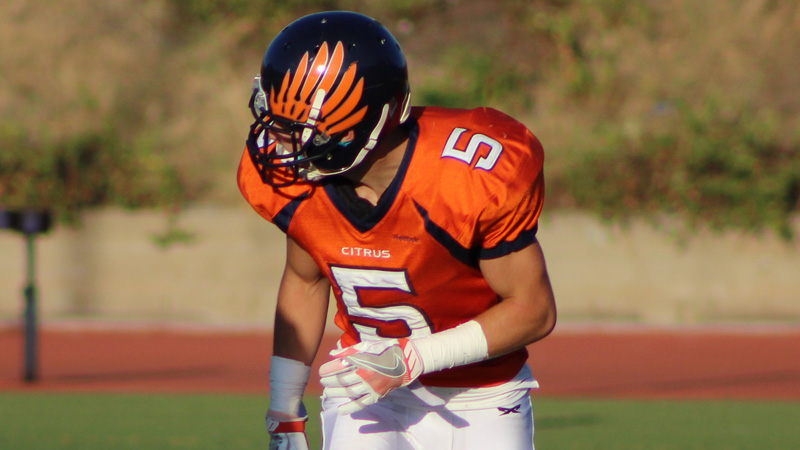 Freshman Jacob Bystry had six catches for 52 yards and the Owls' only score in their loss to Victor Valley. Photo By: Grazia Watkins