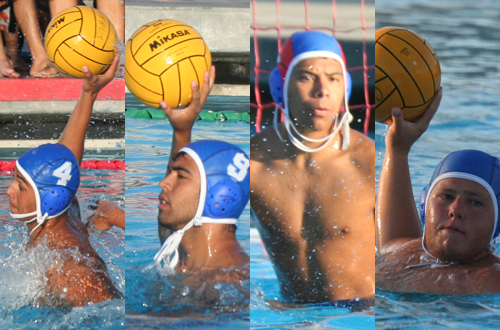 From left to right: Freshman Charles Ortega earned 1st team honors, while sophomores Christian Deamer, Andy Perez, and Robert 